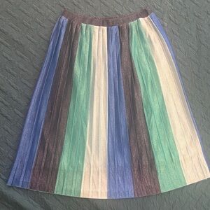 Maeve / Anthropologie Multicolor Striped A-Line Skirt / Silver Thread